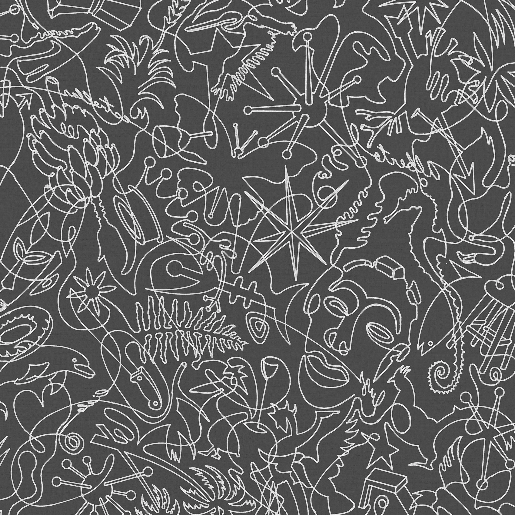 Black & White Murals One-Line A Wallpaper