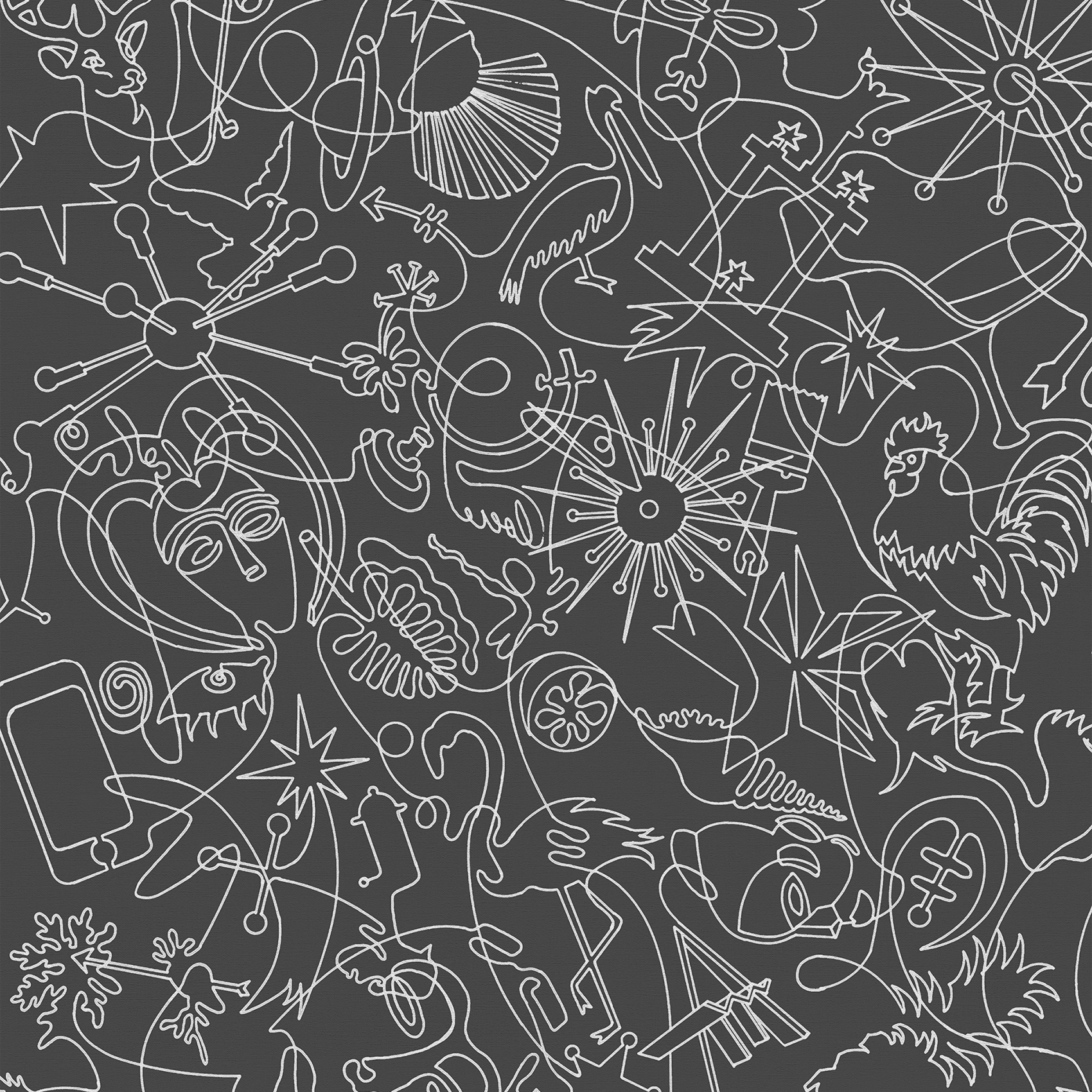 Black & White Murals One-Line B Wallpaper