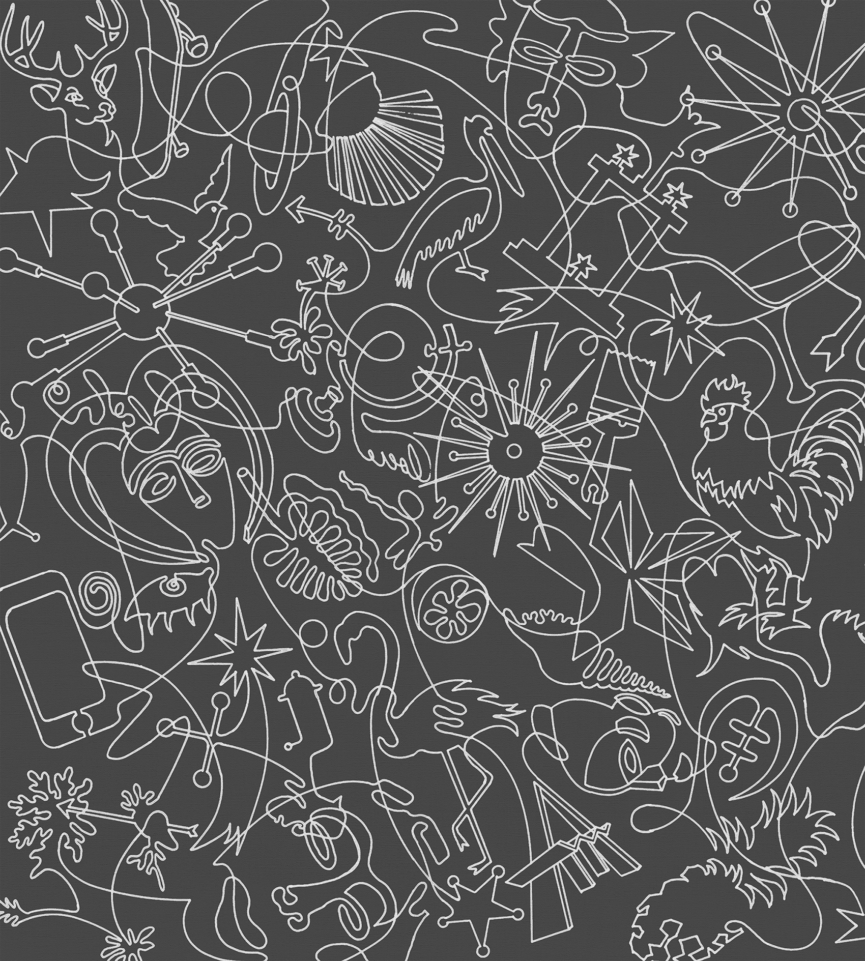 Black & White Murals One-Line B Wallpaper