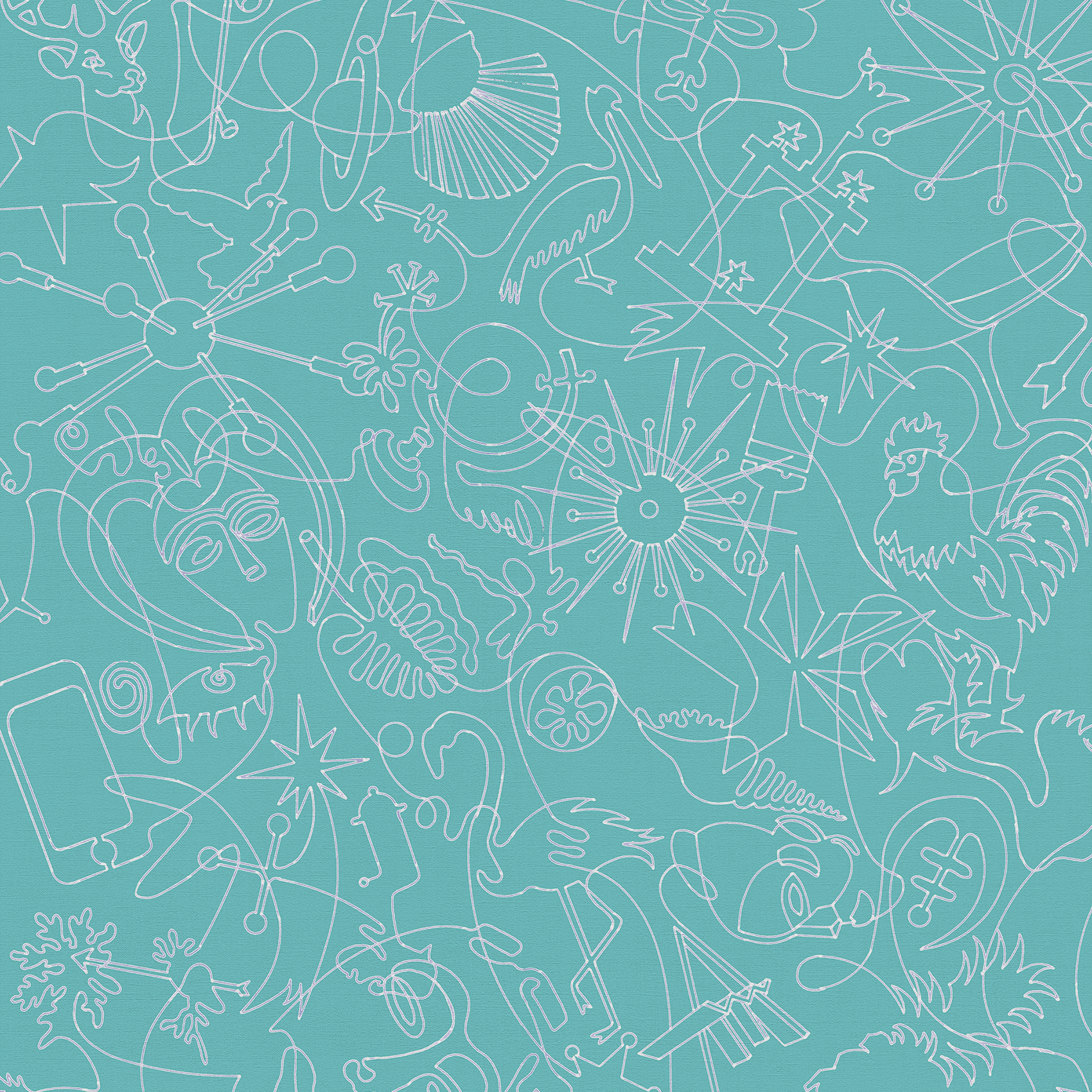 Seafoam Murals One-Line B Wallpaper