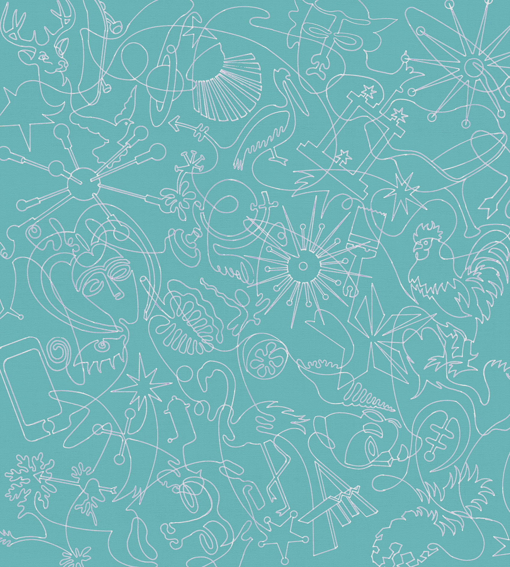 Seafoam Murals One-Line B Wallpaper