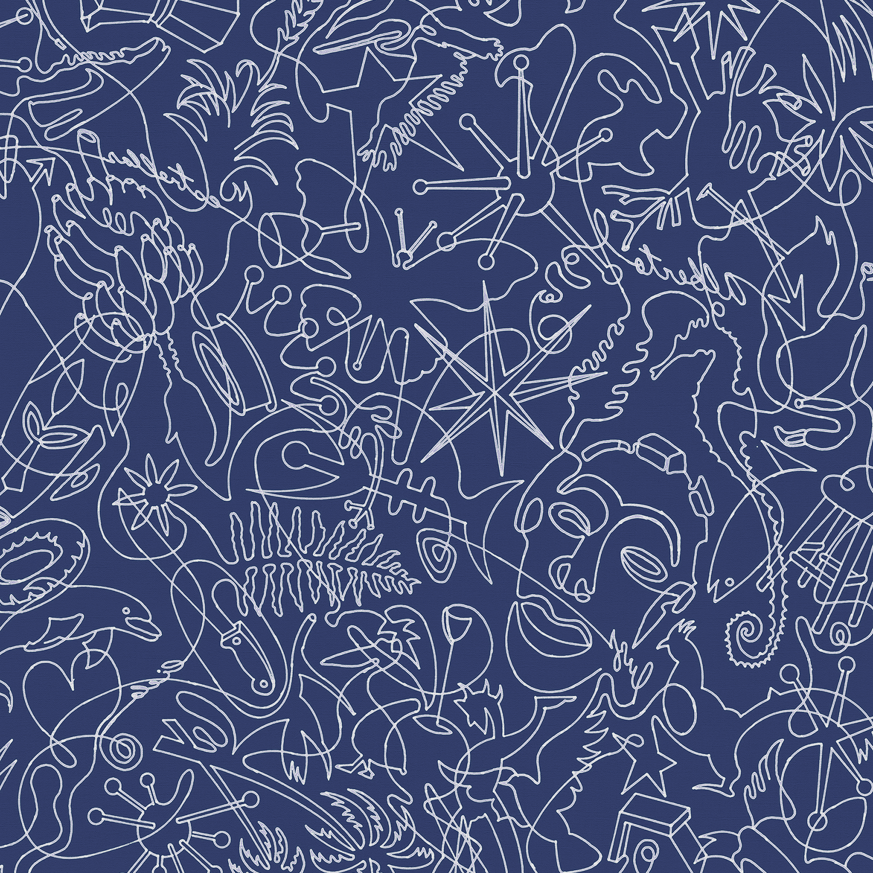 Azul Marino Murals One-Line A Wallpaper