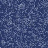 Azul Marino Murals One-Line B Wallpaper