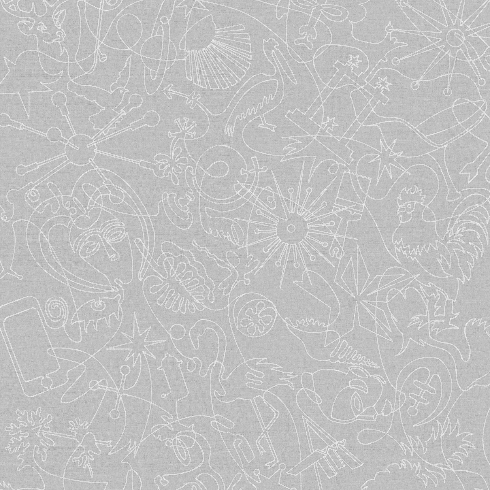 Silver Murals One-Line B Wallpaper