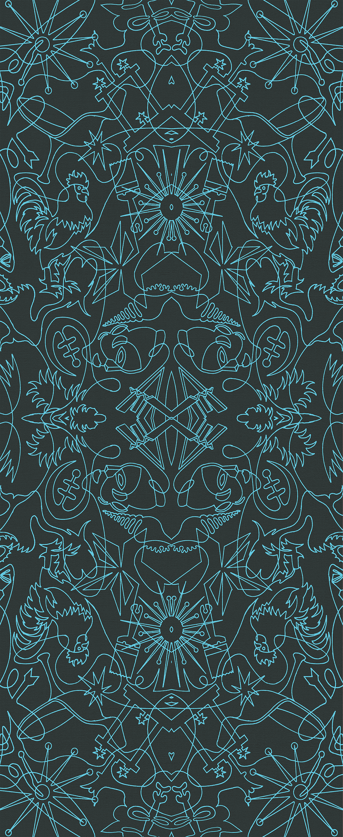 Black and Aqua One-Line A Wallpaper