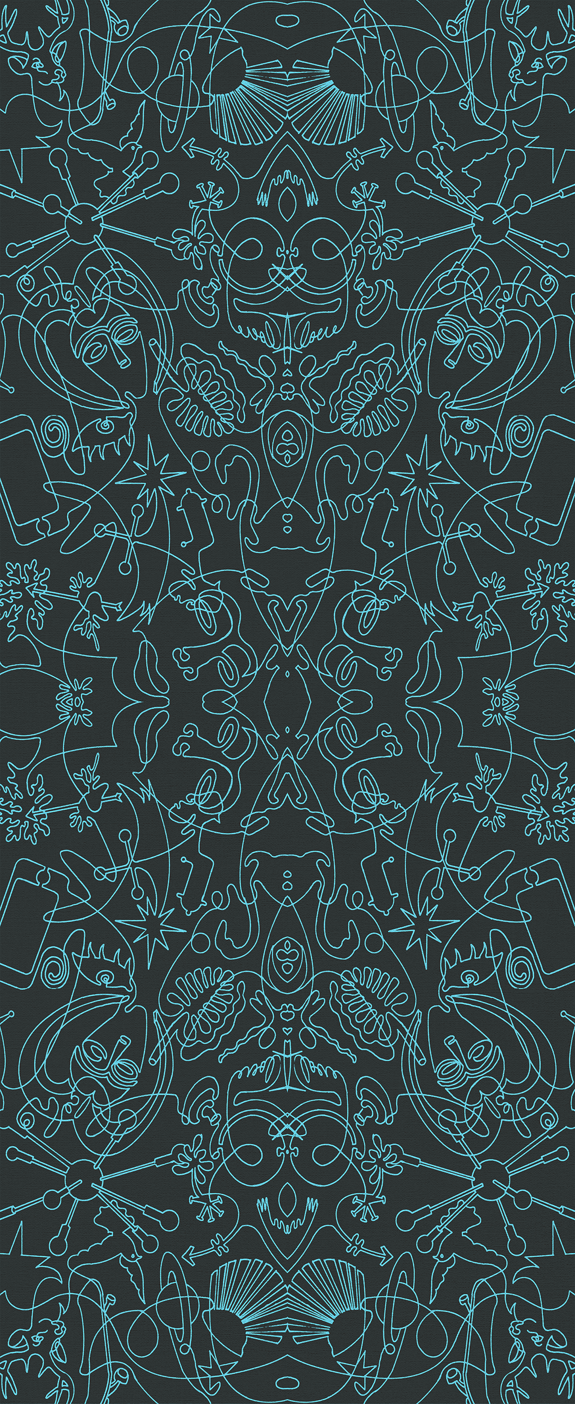 Black and Aqua One-Line B Wallpaper