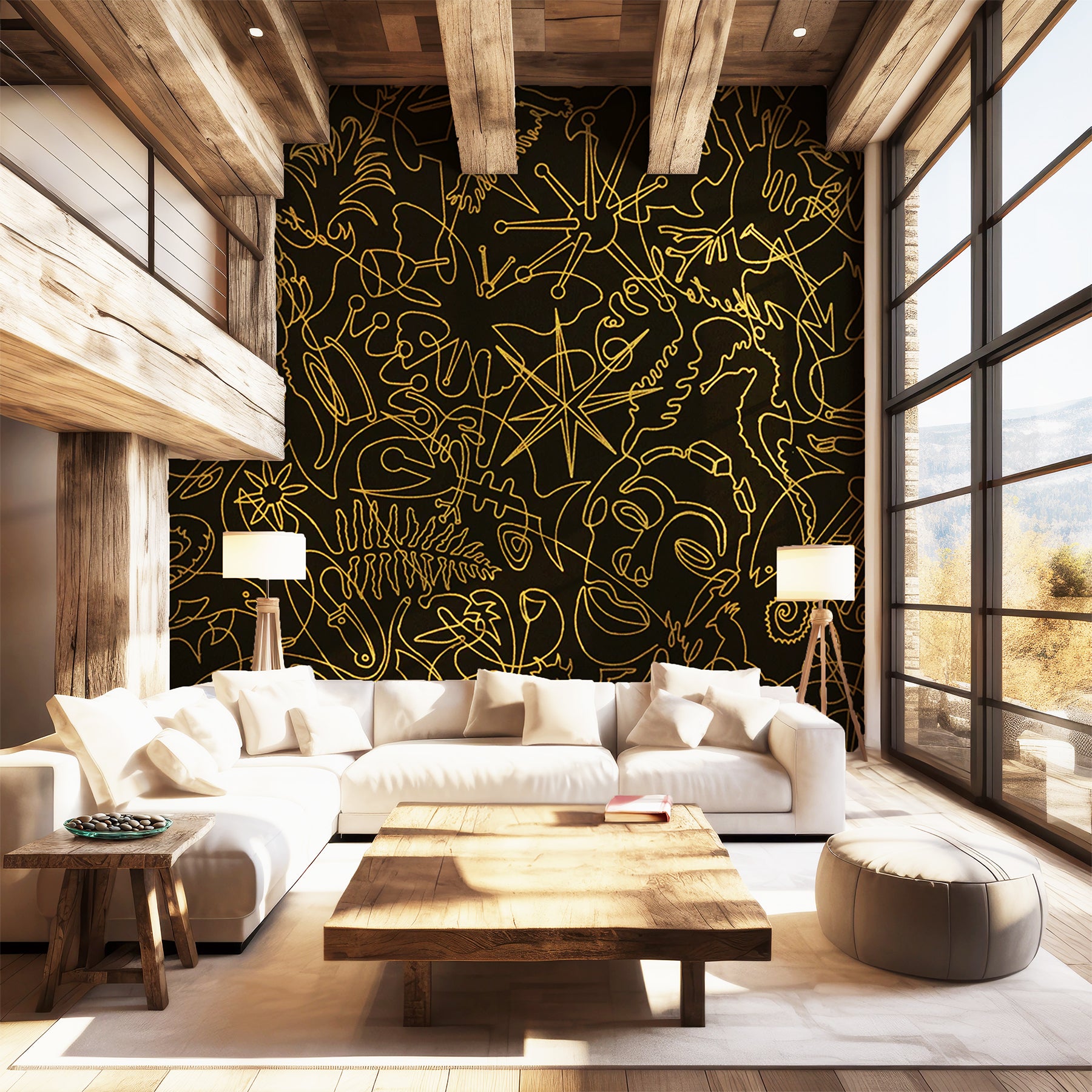 One-Line Murals - Gold - CASAMONTE