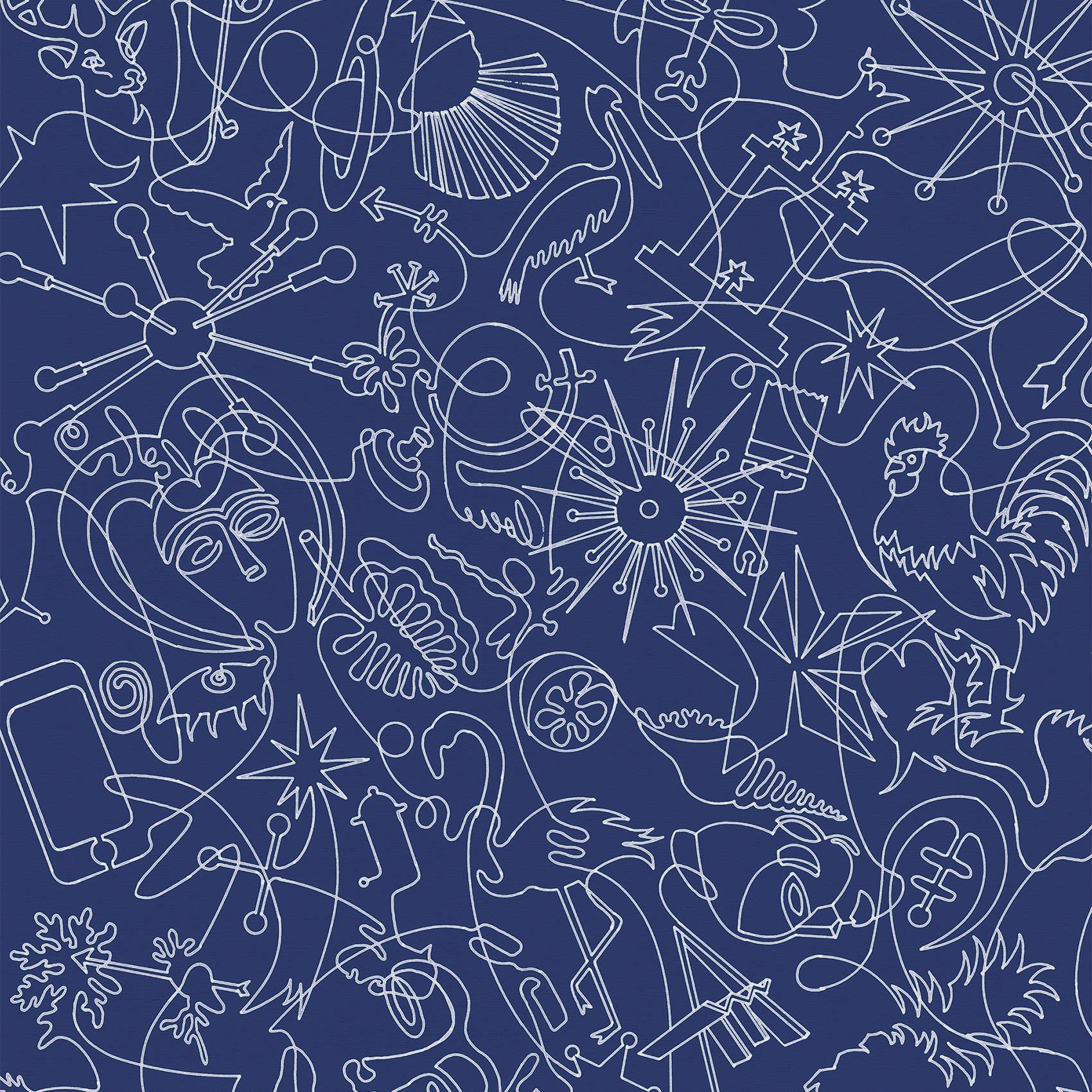 Azul Marino Murals One-Line B Wallpaper