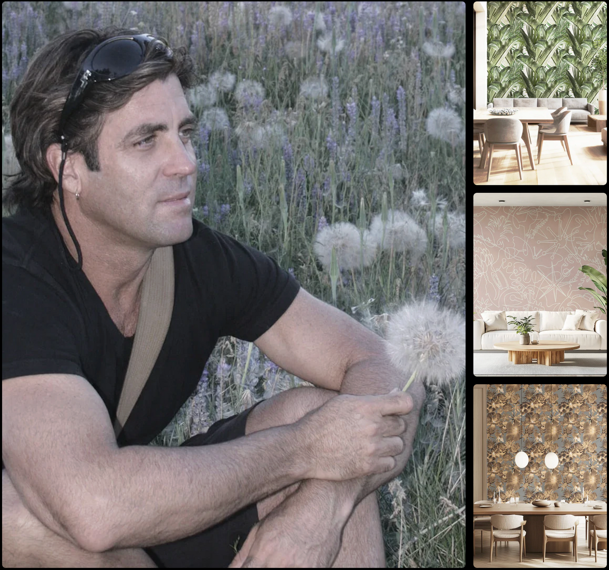 Carlos Betancourt artist portrait and wallcovering interiors