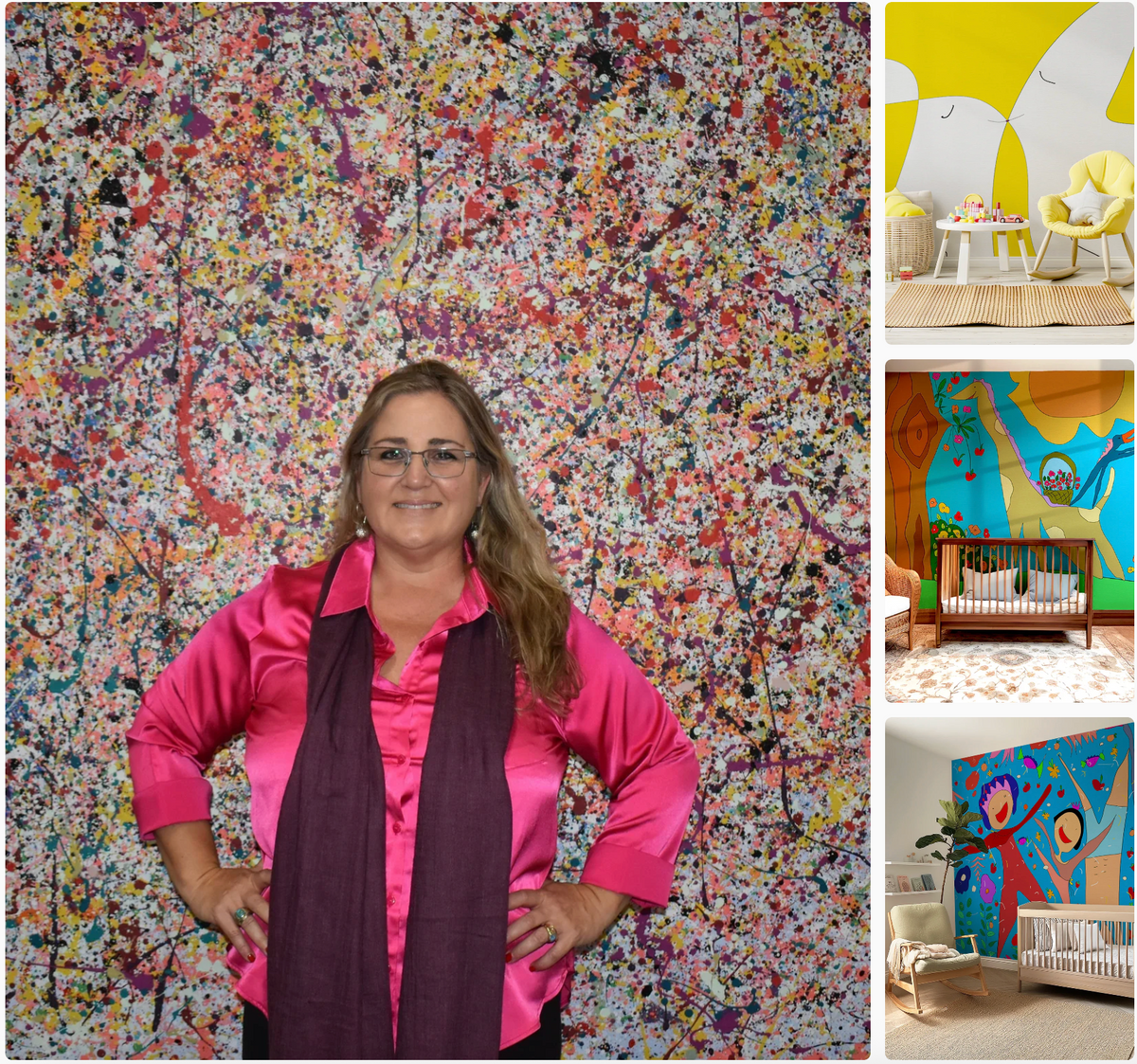 Virginia Casado Polo artist portrait and wallcovering interiors